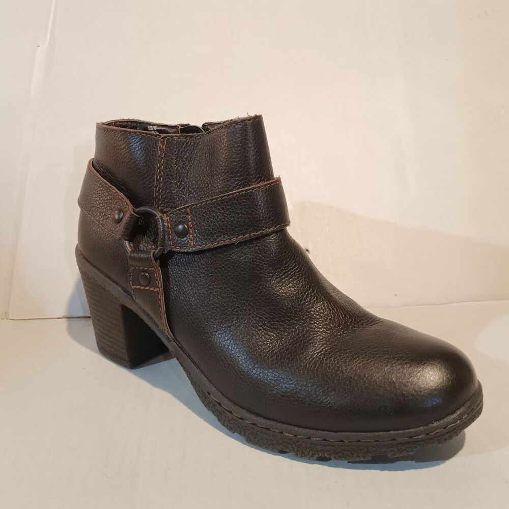 Bjorndal Blayden Pebbled Leather Ankle Boots-Size 9M-Moto Harness-Side Zip